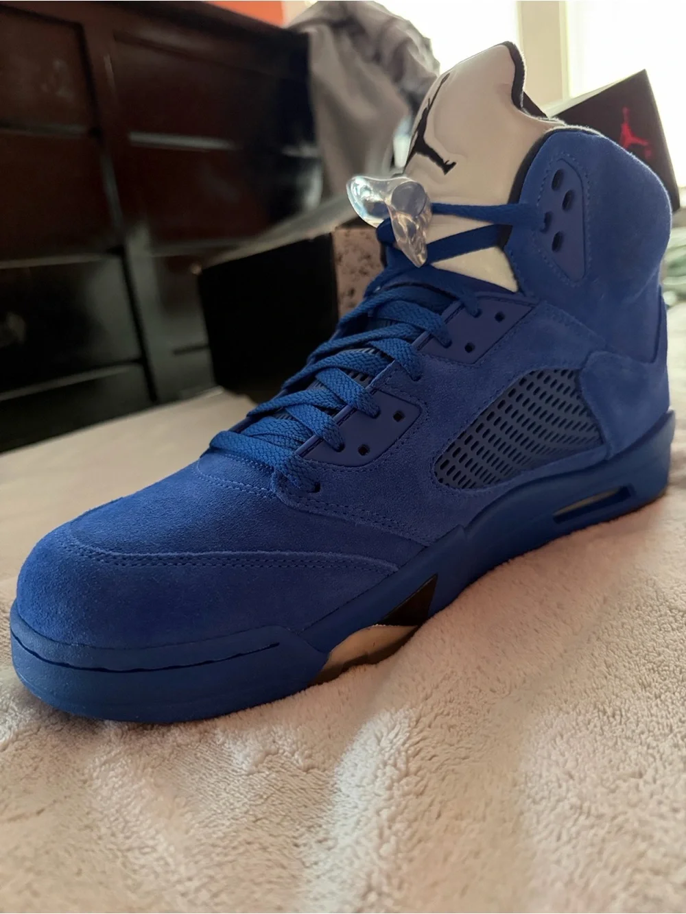 Jordan Men’s Retro Suede Sneakers - Blue with Tan Tongue